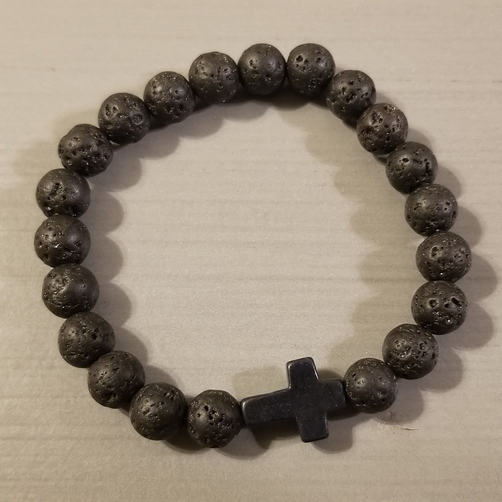 Essential Oils Lava Bead Diffuser Bracelet Cross